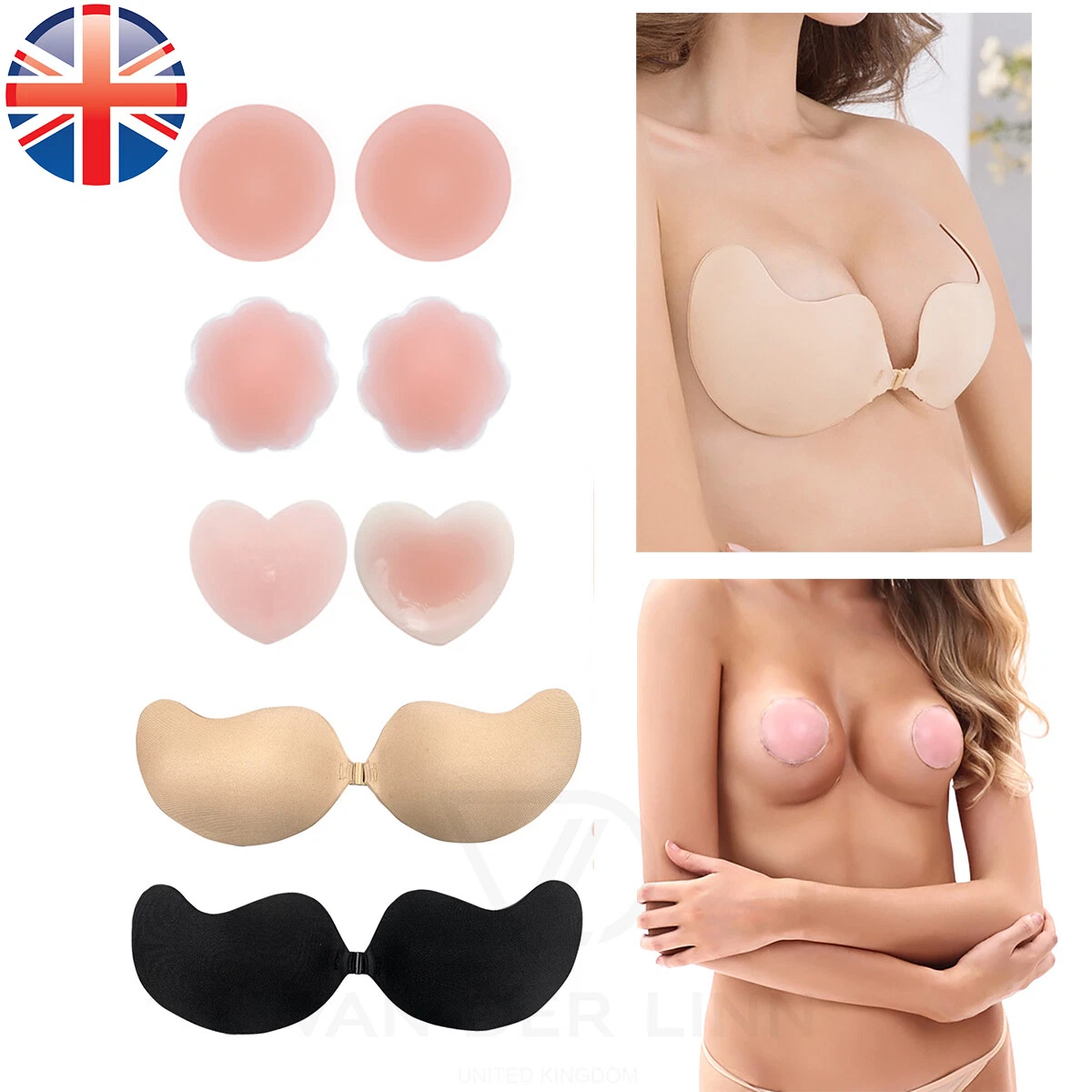 Silicone Strapless Push Up Bra Nipple Covers Reusable Self Adhesive  Invisible