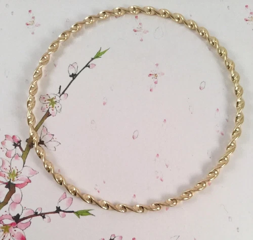 Vintage Jewellery Yellow Gold Twist Golf Bangle Antique Deco Dress Jewelry