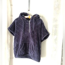 Columbia Sherpa women sz M Cozy fleece Hoodie short sleeves vest jacket pocket