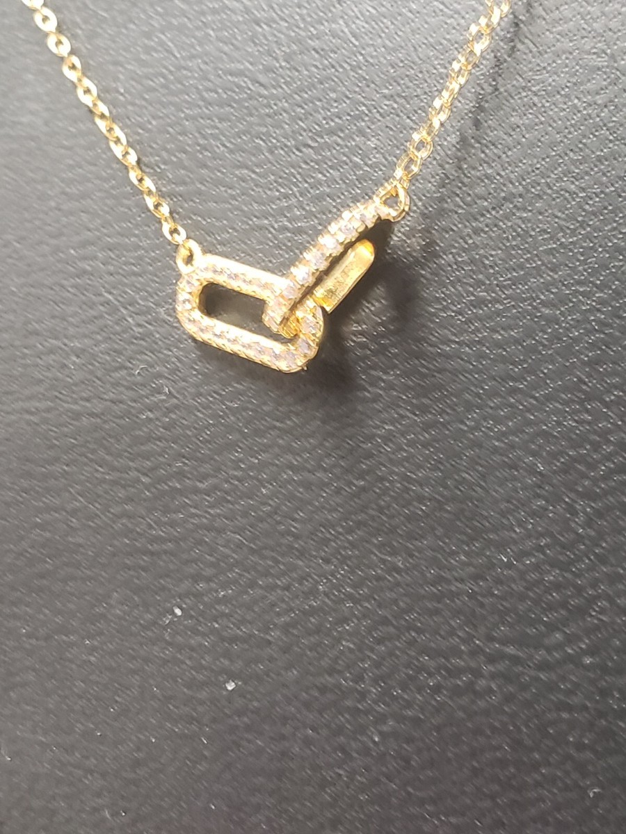 caitlyn minimalist Pave Linked Pendant Necklace 16