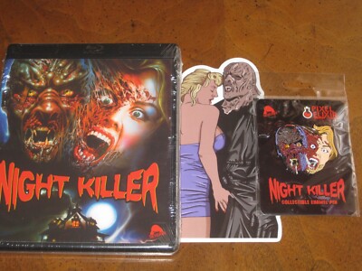 NIGHT KILLER Bundle w/Sticker & Enamel Pin (1990) (Blu-Ray) SEVERIN FILMS: NEW!!