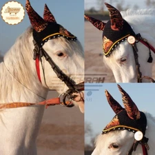 Horse Fly Bonnet Ear Net Veil Mask Hood Hand Made Cotton Crochet Full Size New