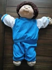 1982 C CPK Cabbage Patch Kid Doll Boy Brown Eyes Brown Fuzzy Hair Teeth Dimples