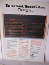 Linn Electronics LinnDrum macchina batteria digitale 1983 stampa vintage pubblicità sala musica