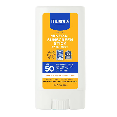 Mustela Baby Mineral Sunscreen Stick SPF 50 Broad Spectrum - Face & Body Sun Sti