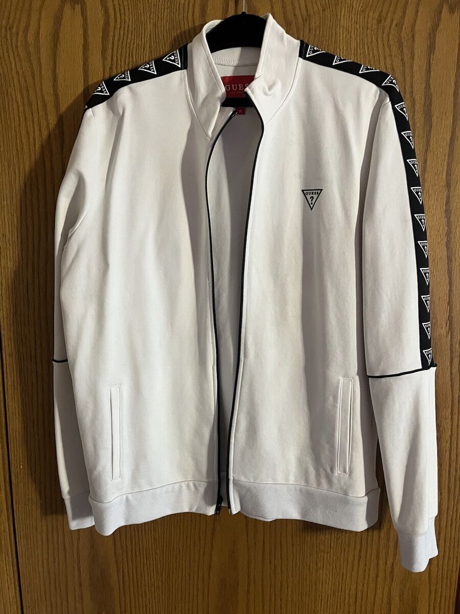 Guess Los Angeles Mens Zip Up White Track Jacket Size XL Guess Los Angeles Mens Zip Up White Track Jacket Size XL