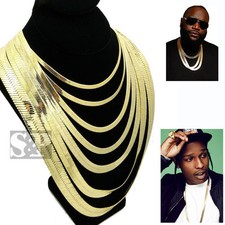 Hip Hop 14K Stamped Herringbone Gold PT 4mm to 14mm, 20" 24" 30" Chain Necklace
