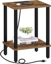 TUTOTAK End Table with Charging Station, Side Table with USB Ports and Outlets,