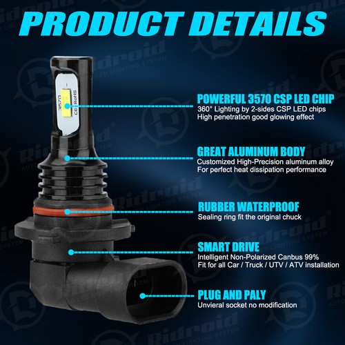 Xenon White LED Headlights Bulbs Kit for Chevy Silverado 1500 2500 HD 1999-2006 - Foto 4 di 20