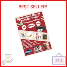 Waterslide Decal Paper 20 Sheets Inkjet Clear Printable A4 Size Transparent Wate