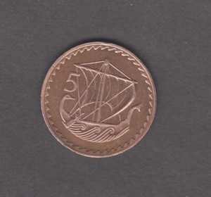 Cyprus 1963. 5 Mils. Coat of arms (Dove w/ olive twig). Ancient galley. KM# 39