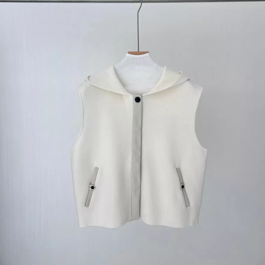 Chaleco tejido de lana de oveja con capucha otoño/invierno para mujer para Brunello Cucinelli Foto 4 de 4