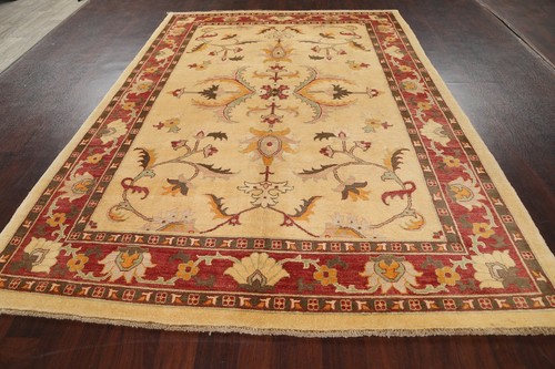 Floral Oushak-Chobi Oriental Zone Tapis Dîner Pièce Noués à la Main Laine 7 'X9' - Picture 15 of 20