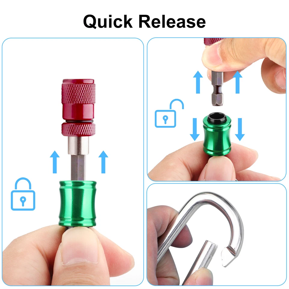 6Pcs 1/4" Hex Shank Quick Release Keychain Screwdriver Drill Bit Holder Bits Set - Image 4 of 4
