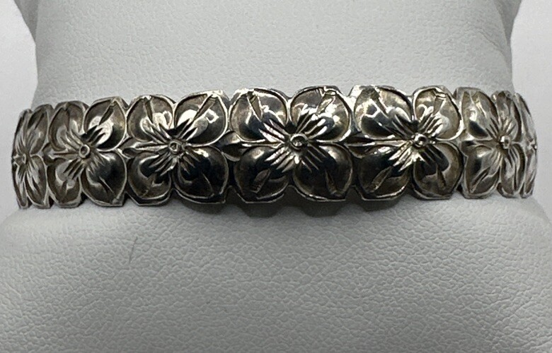 Sterling Silver Round Flower Scroll Hawaiian Bang… - image 1