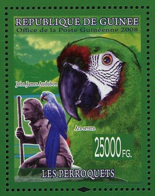 Sello de loros pájaro John James Audubon Ara Severa Ara Rubrogenys S/S MNH Foto 2 de 4