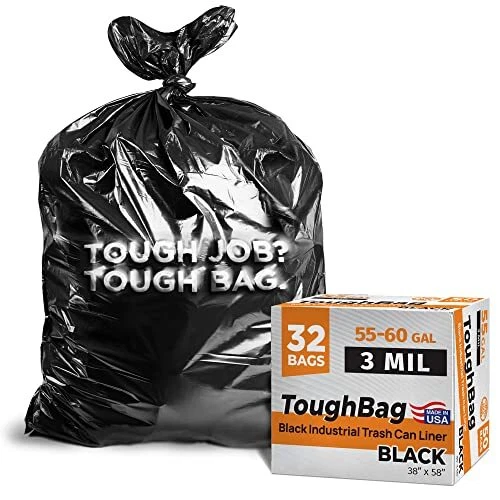 55 Gallon Trash Bags Heavy Duty 3 Mil, Contractor Bags 3 Mil. 55-60 Gallon  Heavy