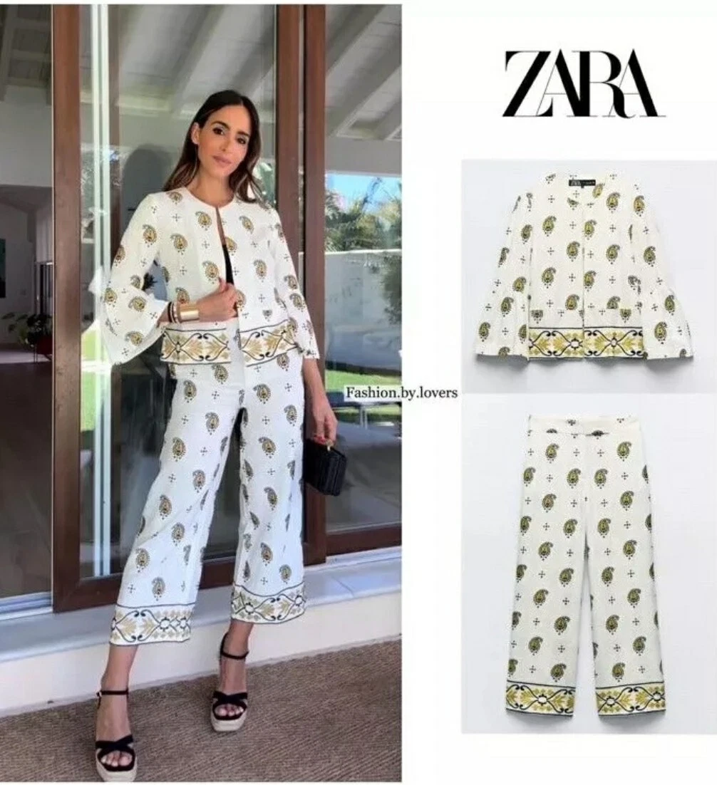 ZARA NEW EMBROIDERED TROUSER & MATCHING BLAZER SET SIZE L| 4387/082,182