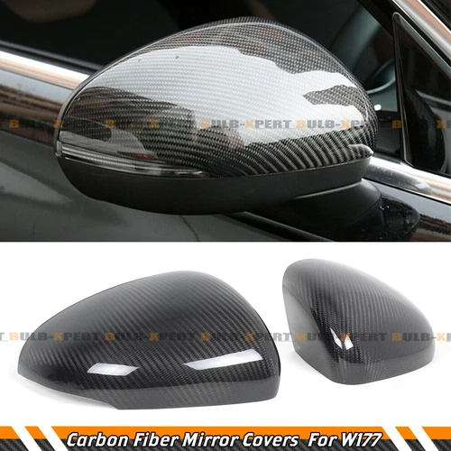 FOR 19-22 MERCEDES BENZ W177 A250 A35 A45 AMG REAL CARBON FIBER MIRROR COVER CAP