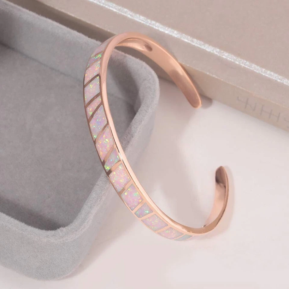 Brazaletes Kivony Moda Rosa Fino Ópalo de Fuego 925 Plata Esterlina Joyería para Mujer Foto 4 de 4
