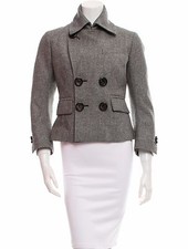 Stunning Nwt Dsquared2 $2,290 Salt & Pepper Double-breasted, Wool Crop Jacket