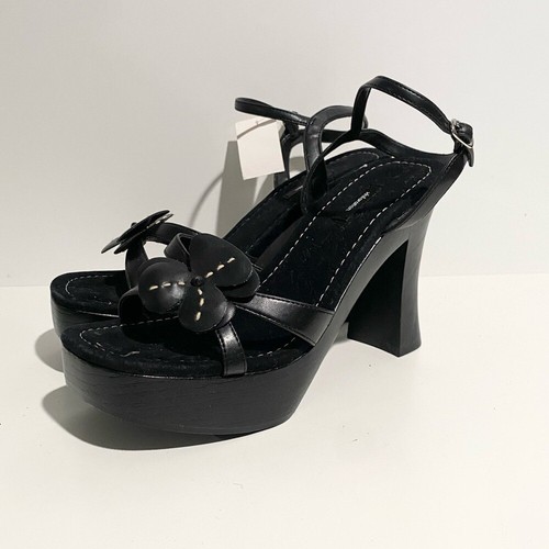 Exhilaration Target Y2K 90s Floral Black Chunky Platform Sandals Square Toe - Picture 2 of 10
