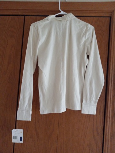 Camisa Top Liz Claiborne Lizport Cuello en V Mangas Largas Acanalada Marfil Mujeres Talla M NUEVA - Imagen 4 de 4