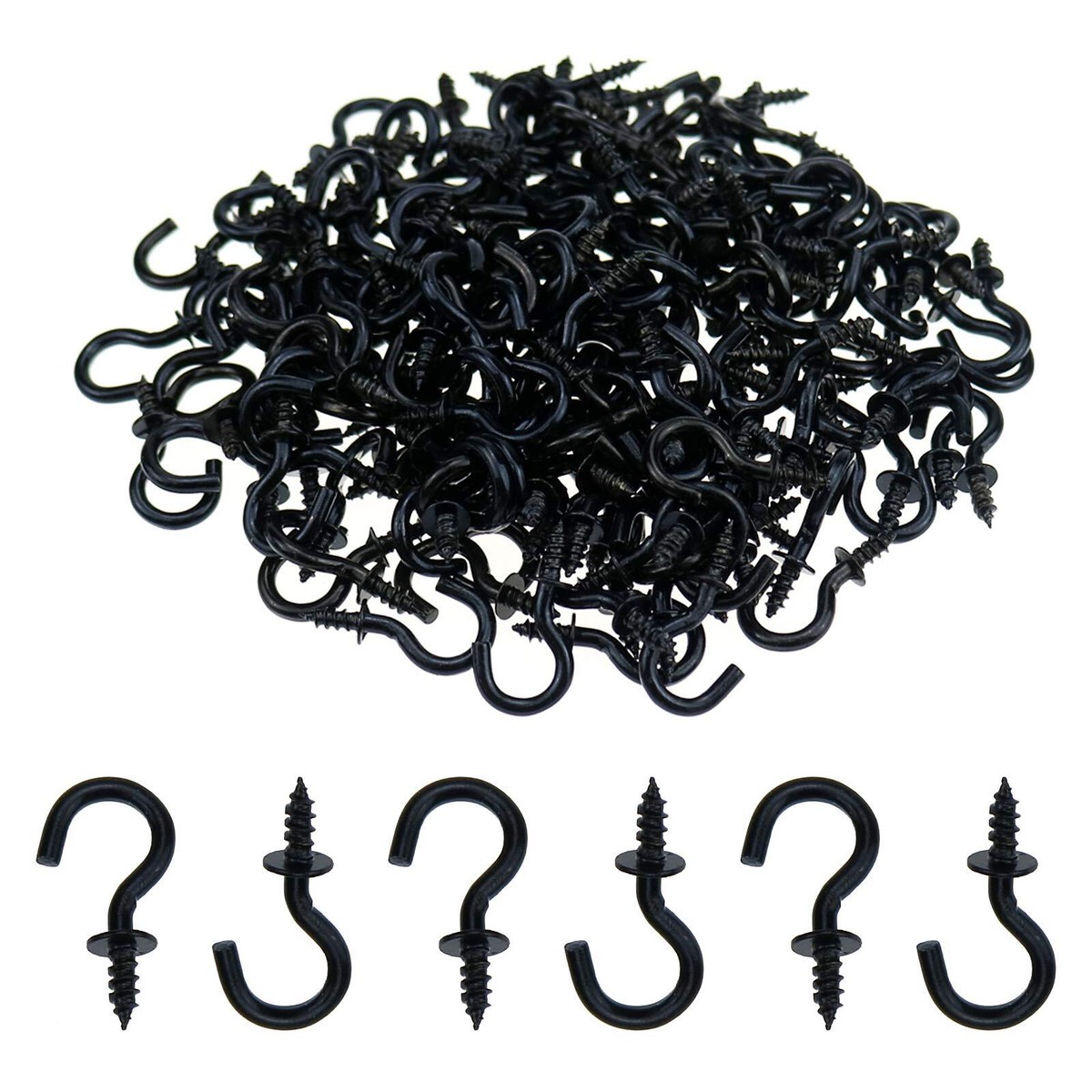 75 Pcs Heavy Duty Screw-in Hooks – Silver Carbon Steel Hooks For Hanging Lights, Mugs, Plants & More