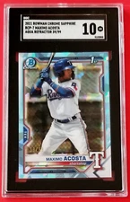 2021 Bowman Chrome Sapphire *Maximo Acosta* Aqua Refractor SP /99 PSA Gem Mt. 10