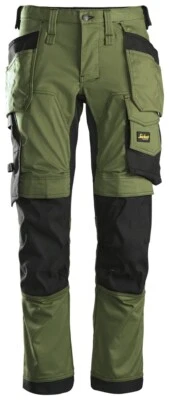SNICKERS 6241 STRETCH WORK TROUSERS ALLROUNDWORK HOLSTER POCKETS KHAKI GREEN