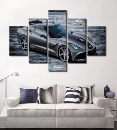 Chevrolet Corvette C7 Grand 5 Pieces Canvas Print Picture HOME DECOR Wall Art - Picture 1 of 10