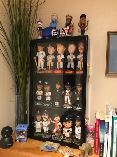 Bobblehead Display Case 15 Pcs Action Figure Black Wall Wood Cabinet Shadow Box - Picture 1 of 11