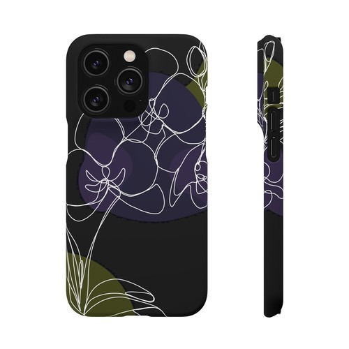 Snap Cases, Black Orchid Line Art Drawing Phone Case, Floral Phone Cover, - 第 54/228 張圖片