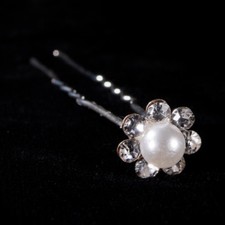 24-PACK BRIDAL CRYSTAL RHINESTONE PEARL FLOWER HAIR PINS