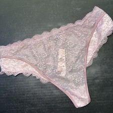 Victoria's Secret M High-waist thong MAUVE PINK TAUPE LACE SATIN DREAM ANGELS