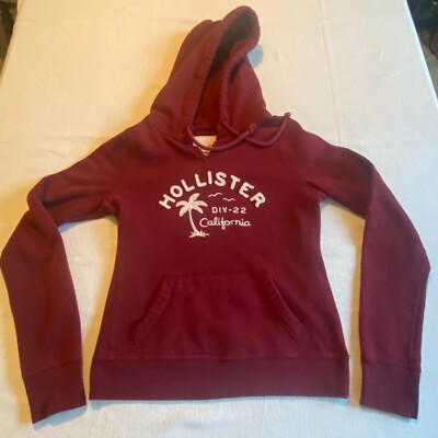 Hollister Sweatshirt Hoodie Womens Small S Long Sleeve Spell Out Logo  Maroon