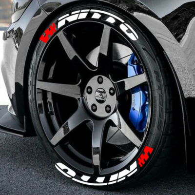 For 4 Tire Permanent Tire Letters NITTO Sticker Red Flag 1.06 - Foto 10