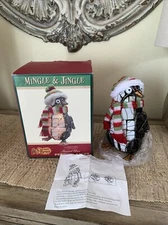 CRACKER BARREL MINGLE & JINGLE Christmas PENGUIN STAINED GLASS 10" LIGHT IN BOX