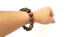 AUTHENTIC 12mm 16 Genuine Tiger's Eye Bead Stretch Bracelet UNISEX - 39.99
