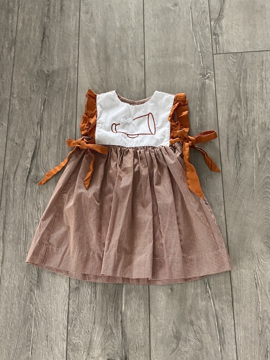 SOUTHERN SUNSHINE CO. Burnt Orange/White Checked Smock Dress. Side Ties. Sz  3T. | eBay