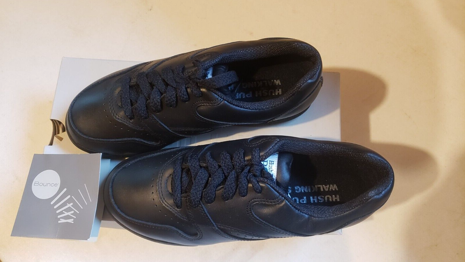 Hush Puppies UPBEAT Womens 6 W H57477 Walking Shoes Black Leather