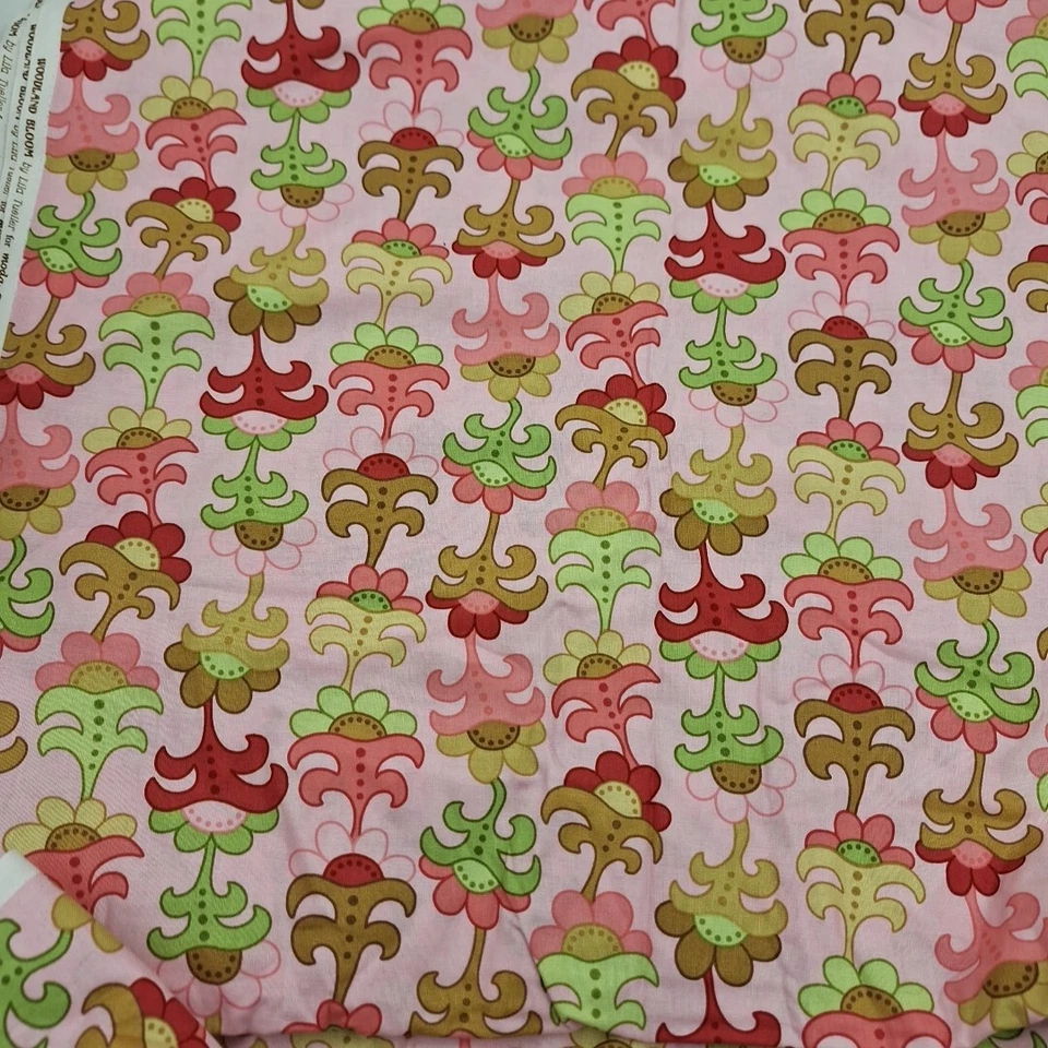 Woodland Bloom by Lila Tueller for Moda Floral Cotton Fabric Pink Green 6 Yards - Image 3 of 4