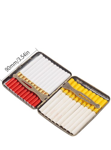 Caja de almacenamiento portátil vintage de 20 cigarrillos de metal de doble cara - Imagen 2 de 2