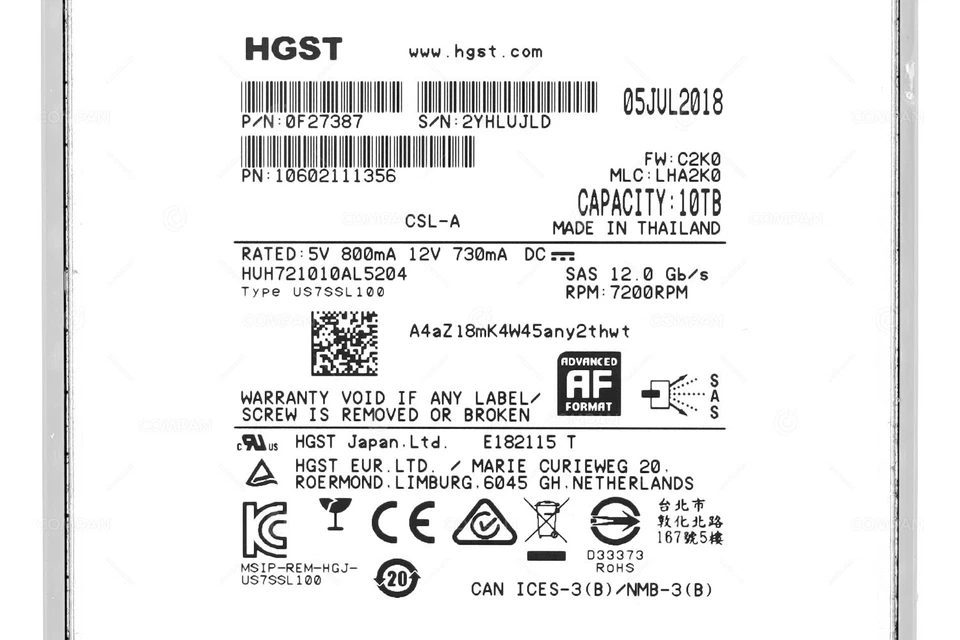 HUH721010AL5204 FUJITSU HDD 10TB 7.2K SAS 12G LFF FOR ETERNUS CS800 S7 - Immagine 4 di 4
