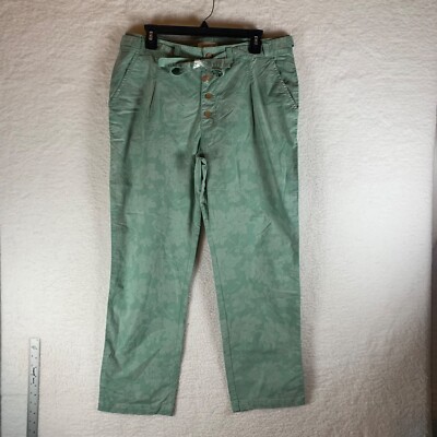 Sundance Women's Bastille Easy Green Floral Button Fly Tapered Pants Sz 12P NWOT