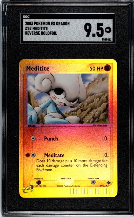 Meditite 37/97 SGC 9.5 MINT + EX Dragon Reverse Holo 2003 Pokémon E Reader