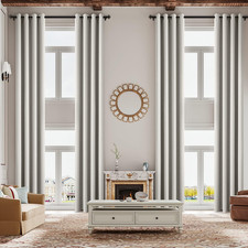 Custom Extra Long Faux Linen Blackout Curtain for High Ceilings, 52"x144