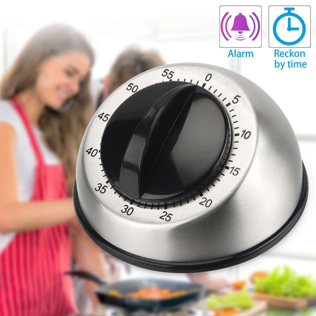 Long Ring Bell Alarm Loud 60-Minute Kitchen Cooking Wind Up Timer Mechanical USA
