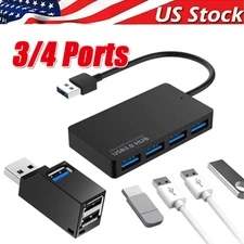 USB 3.0 4 Port Hub Splitter For PC Mac MacBook Notebook Laptop Desktop Portable