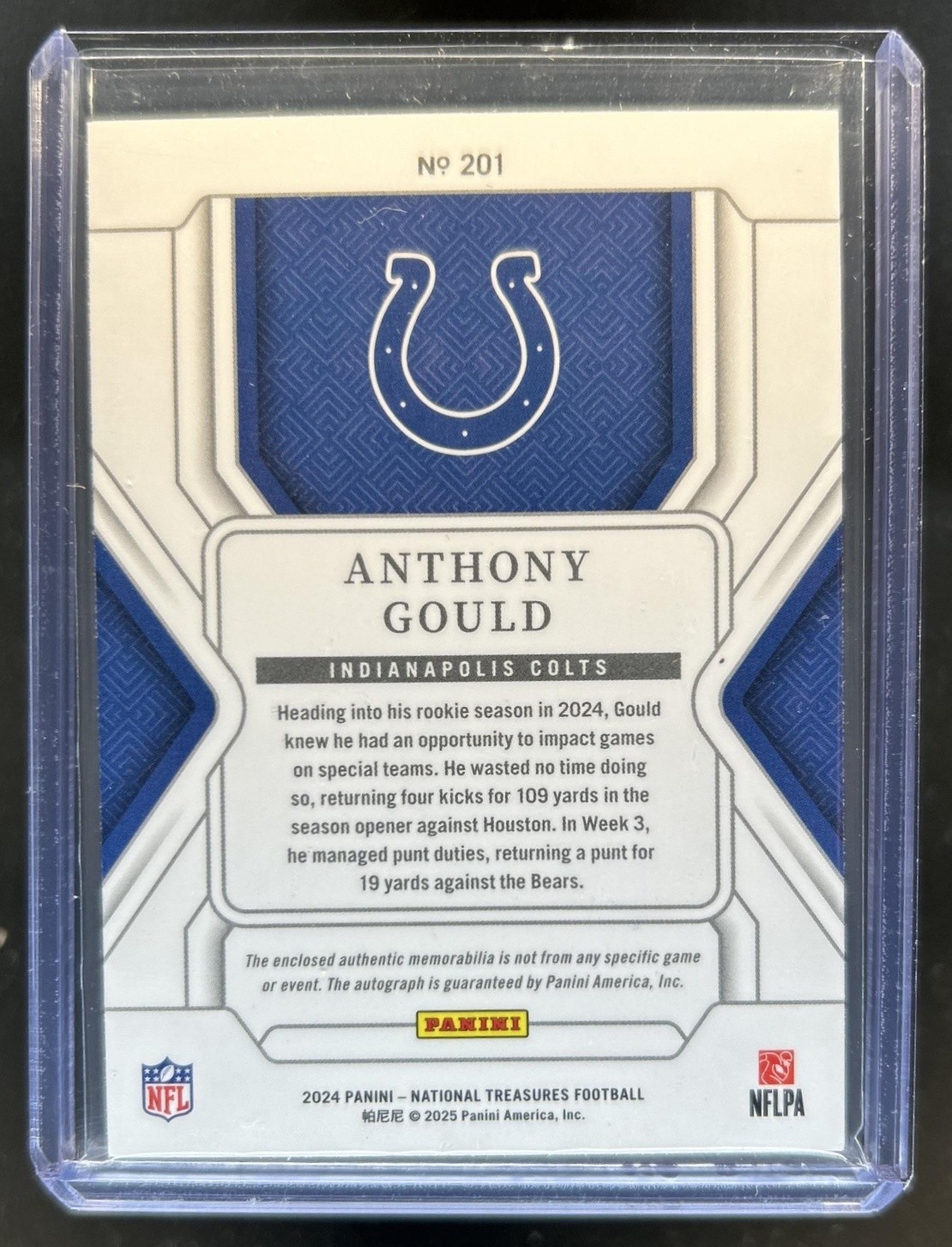 2024 National Treasures Anthony Gould Rookie Patch Auto RC Nike Swoosh Moon #1/1 view 2